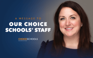 A message to our choice schools' staff - with an image of Sara Wildey