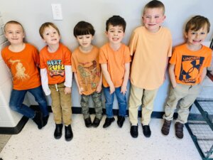MMAEC Students dress up in orange in honor of Earth Week Sustainability to celebrate!