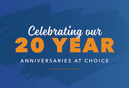 Choice Schools Associates celebrating 20 year anniversaries. Web--Safe Graphic